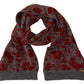 GF Ferre Red Grey Knitted Wrap Warmer Womens Shawl Scarf