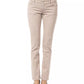 BYBLOS Beige Cotton Women Pant with Back Pocket Chain