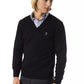 Uominitaliani Black Merino Wool Men Sweater