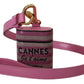 Dolce & Gabbana Pink Black Leather Strap Gold Metal Logo Airpods Case