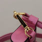 Dolce & Gabbana Pink Black Leather Strap Gold Metal Logo Airpods Case