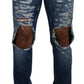 Dolce & Gabbana Blue Cotton Tattered Men Denim Jeans