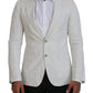 Dolce & Gabbana White Linen Slim Fit Jacket Blazer