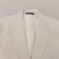 Dolce & Gabbana White Linen Slim Fit Jacket Blazer