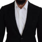 Dolce & Gabbana Black Wool Crown Slim Fit Jacket Blazer