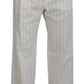 Dolce & Gabbana White Cotton Striped Formal Pants