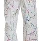 Dolce & Gabbana White Cotton Color Splash Print Denim Pants