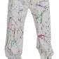 Dolce & Gabbana White Cotton Color Splash Print Denim Pants