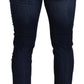 Dolce & Gabbana Blue Cotton Studded Low Waist Denim Jeans
