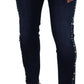 Dolce & Gabbana Blue Cotton Studded Low Waist Denim Jeans