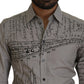 Dolce & Gabbana Gray Printed Cotton Slim Dress GOLD Shirt