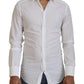 Dolce & Gabbana White Cotton Slim Fit Formal Dress GOLD Shirt