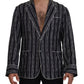 Dolce & Gabbana Blue Striped Silk Pajama Shirt Jacket
