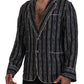 Dolce & Gabbana Blue Striped Silk Pajama Shirt Jacket