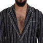 Dolce & Gabbana Blue Striped Silk Pajama Shirt Jacket