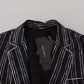 Dolce & Gabbana Blue Striped Silk Pajama Shirt Jacket