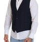 Dolce & Gabbana Dark Blue Wool Stretch Waistcoat Formal Vest