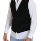 Dolce & Gabbana Black Cotton Double Breasted Waistcoat Vest