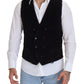 Dolce & Gabbana Black Cotton Double Breasted Waistcoat Vest