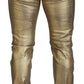 Dolce & Gabbana Gold Cotton Tattered Skinny Men Denim Jeans