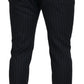 Dolce & Gabbana Black Wool Striped Chino Pants