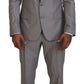 Dolce & Gabbana Silver Wool Silk 3 Piece Slim Fit Suit