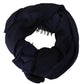 GF Ferre Dark Blue Wool Neck Wrap Shawl Fringes Scarf