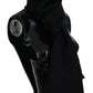 GF Ferre Black Wool Neck Wrap Shawl Fringes Scarf
