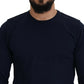 Paolo Pecora Milano Blue Cotton Crewneck Pullover Sweater