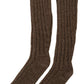 Dolce & Gabbana Brown Wool Knit Calf Long Women Socks