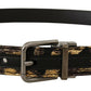 Dolce & Gabbana Multicolor Jacquard Leather Logo Metal Buckle Belt