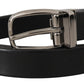 Dolce & Gabbana Black Leather Silver Chrome Metal Logo Buckle Belt