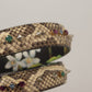 Dolce & Gabbana Beige Exotic Leather Crystals Reversible Shoulder Strap