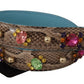 Dolce & Gabbana Brown Exotic Leather Crystals Shoulder Strap