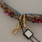 Dolce & Gabbana Brown Exotic Leather Crystals Shoulder Strap