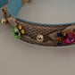 Dolce & Gabbana Brown Exotic Leather Crystals Shoulder Strap