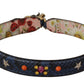 Dolce & Gabbana Blue Exotic Leather Crystals Reversible Shoulder Strap