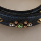 Dolce & Gabbana Blue Exotic Leather Crystals Shoulder Strap