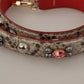 Dolce & Gabbana Beige Exotic Leather Studded Shoulder Strap