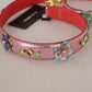 Dolce & Gabbana Metallic Pink Leather Studded Shoulder Strap