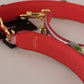 Dolce & Gabbana Metallic Pink Leather Studded Shoulder Strap