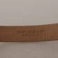 Dolce & Gabbana Blue Leather Jacquard Embossed Gold Metal Buckle Belt