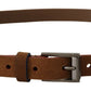 Dolce & Gabbana Brown Logo Engraved Metal Waist Buckle Belt