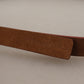 Dolce & Gabbana Brown Logo Engraved Metal Waist Buckle Belt