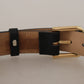 Dolce & Gabbana Black Solid Leather Classic Gold Waist Buckle Belt