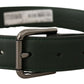Dolce & Gabbana Army Green Leather Logo Metal Waist Buckle Belt