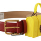 Dolce & Gabbana Red Leather Yellow DEVOTION Heart Bag Buckle Belt