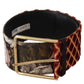 Dolce & Gabbana Multicolor Wide Leather Floral Gold Metal Buckle Belt