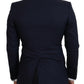 Dolce & Gabbana Blue Wool Slim Fit Formal Coat Blazer