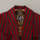 Dolce & Gabbana Red Striped Martini Printed Lining Robe